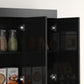 71" Kitchen Pantry Storage Cabinet, Storage Buffet with Hutch, Adjustable Shelves for Living Room, High Gloss Black
