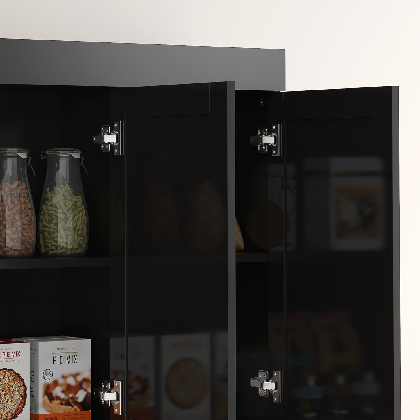 71" Kitchen Pantry Storage Cabinet, Storage Buffet with Hutch, Adjustable Shelves for Living Room, High Gloss Black