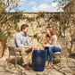 12" Steel Patio End Table, Round Hollow Drum Side Table, Accent Table for Indoor and Outdoor, Navy Blue