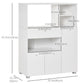 Compact Kitchen Pantry Cabinet Server Hutch Storage Buffet with Microwave Oven Stand Drawer and Shelves, White