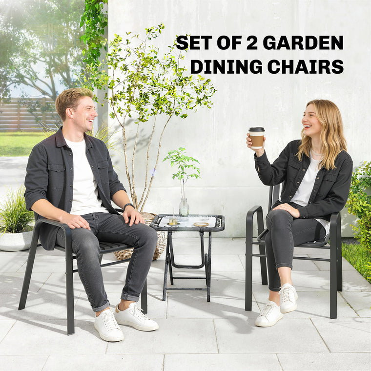 Stackable Outdoor Dining Chairs, Set of 2