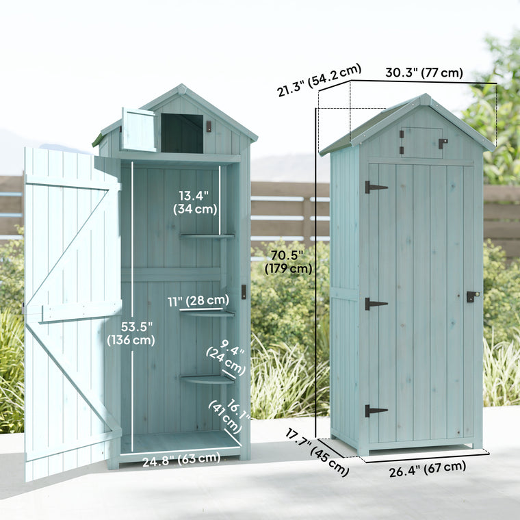 30" x 21" x 71" Storage Shed with Tiered Shelves