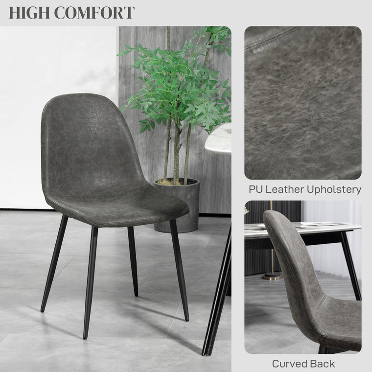 Retro Dining Chairs Set of 4, PU Leather