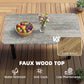 Outdoor Garden Coffee Table, Patio Table with Slatted Wood Plastic Composite Top and Steel Frame, Grey