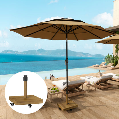 57 lb Nature Wood Metal Square Umbrella Base with Wheels