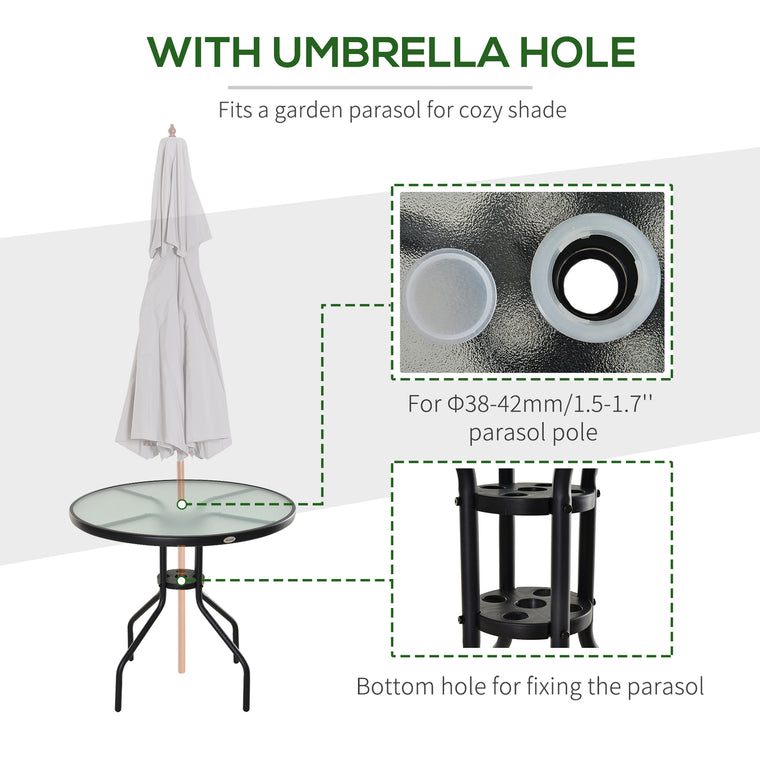 31.5" Round Bistro Table with Glass Top and Side Table