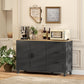 Buffet Cabinet with Soft-Close Doors, Modern Sideboard with 3 Drawers for Living Room, Kitchen, Dining Room, Black