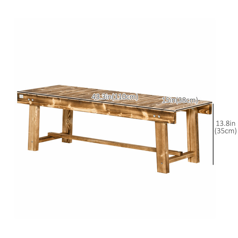 Carbonized Fir Wood Backless Garden Bench