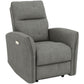 Power Recliner Chair, Dyed Fabric (Like Leathaire) Upholstered Recliner Chair with USB Ports, Footrest, Grey