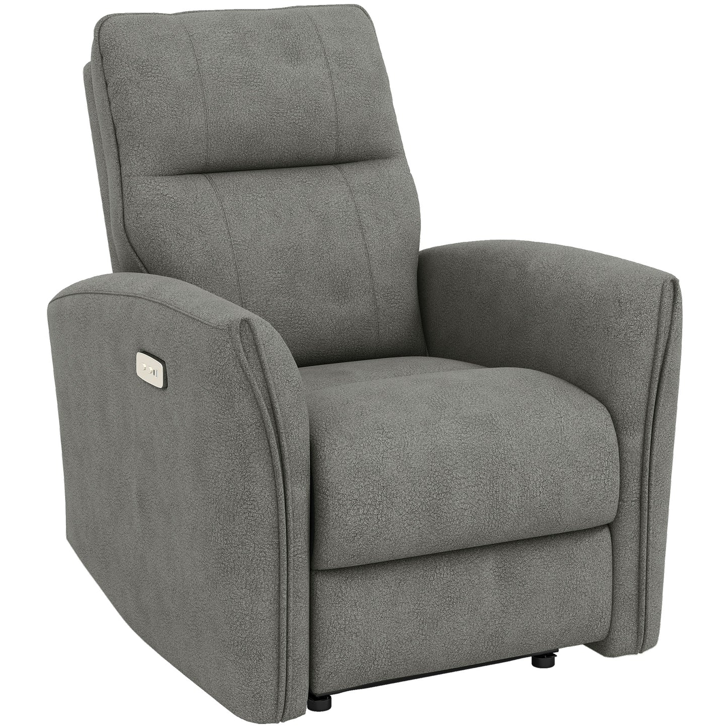 Power Recliner Chair, Dyed Fabric (Like Leathaire) Upholstered Recliner Chair with USB Ports, Footrest, Grey