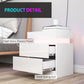 Nightstand Set of 2, End Side Tables with LED Lights, Bedside Tables with 2 Drawers, for Bedroom, White
