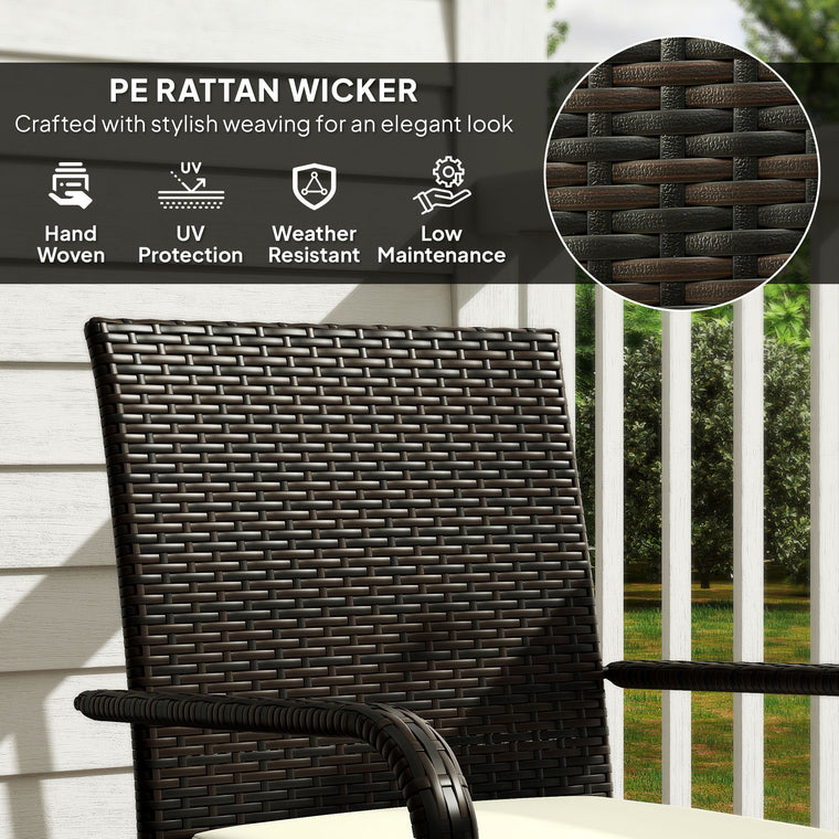 3-Piece Wicker Set with Stackable Chairs and Glass Top