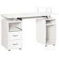 Computer Desk with Keyboard Tray, Home Office Desk with Drawers, CPU Stand, Printer Stand and Open Shelves, Writing Workstation for Study, White