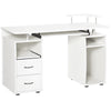 Computer Desk with Keyboard Tray and Drawers - White