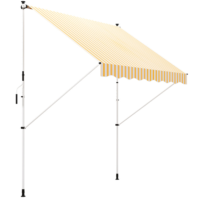 10' x 5' Yellow Manual Retractable Awning with Support Pole