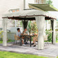 10' x 10' Outdoor Patio Gazebo, Double Soft-top Garden Shelter Tent with Curtains & Mesh Screen Drapes, Cream White