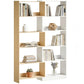 Corner Bookshelf, 5-Tier L-Shaped Bookcase with 350° Rotating Design, Two-Tone, Fruitwood/White