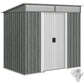 6.5x4FT Galvanised Metal Shed with Foundation Kit, Lockable Garden Tool Storage House with Sliding Doors, Vents, Grey