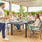 Expandable Outdoor Dining Table, 55"-95" Patio Table with Tempered Glass Top and Aluminum Frame, Black