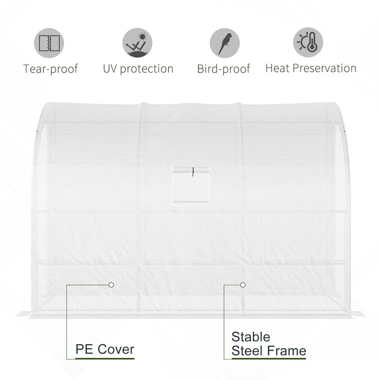 10' x 5' x 7' White Lean-To Greenhouse with Zipper Doors