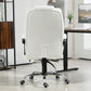 High Back Office Chair PU Leather Executive Office Chair with Retractable Footrest Padded Armrest White