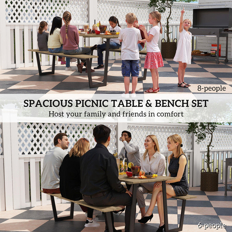 5.7ft Spruce Wood Picnic Table with Umbrella Hole