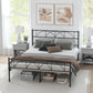Metal Queen Platform Bed Frame with Headboard, Steel Slat Support, Underbed Storage, No Box Spring Needed, Easy Assembly