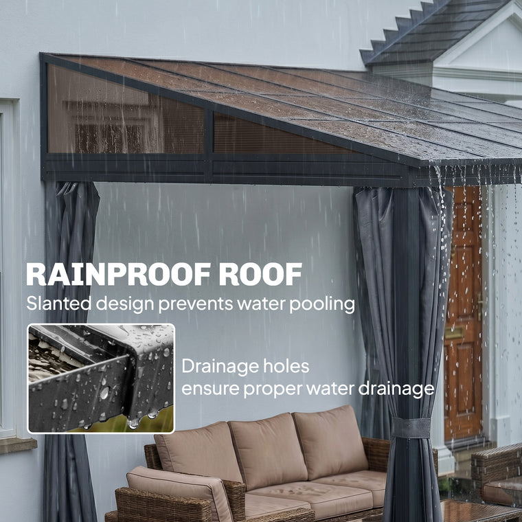 10' x 13' Hardtop Pergola with Polycarbonate Roof & Curtains