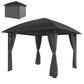 10' x 10' Outdoor Hardtop Gazebo Canopy with UV50+ Polycarbonate Roof, Steel Frame, Central Hook, Curtains, Light Grey