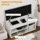 Shoe Bench Entryway Storage Rack with Padded Cushion, Hidden Storage for Hallway, Living Room, White