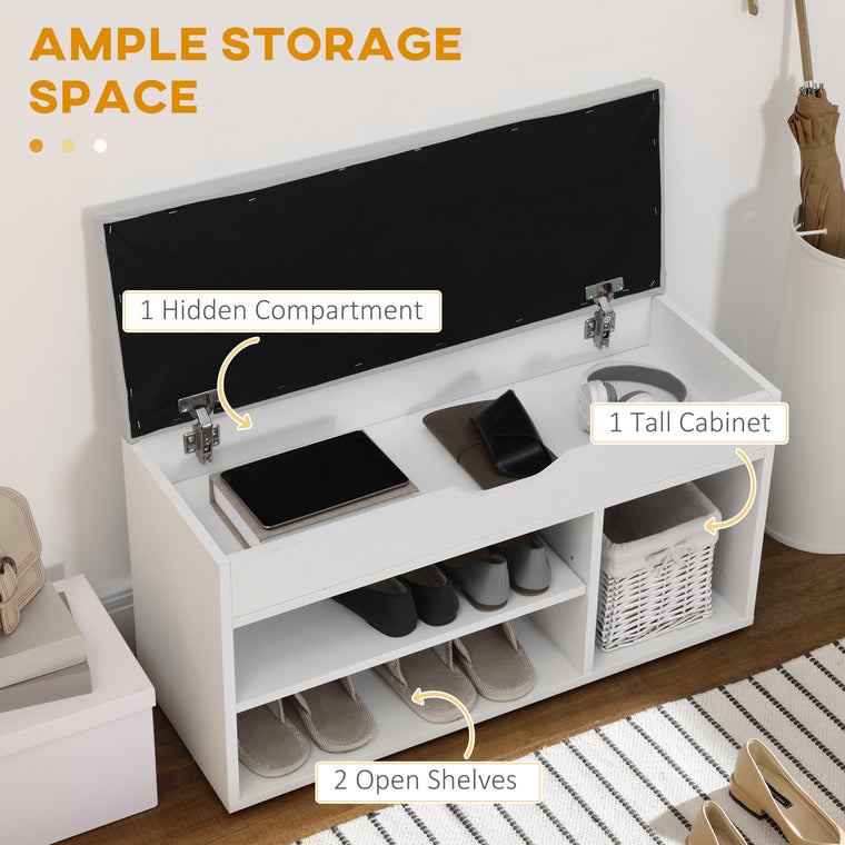 Shoe Storage Bench with Padded Cushion
