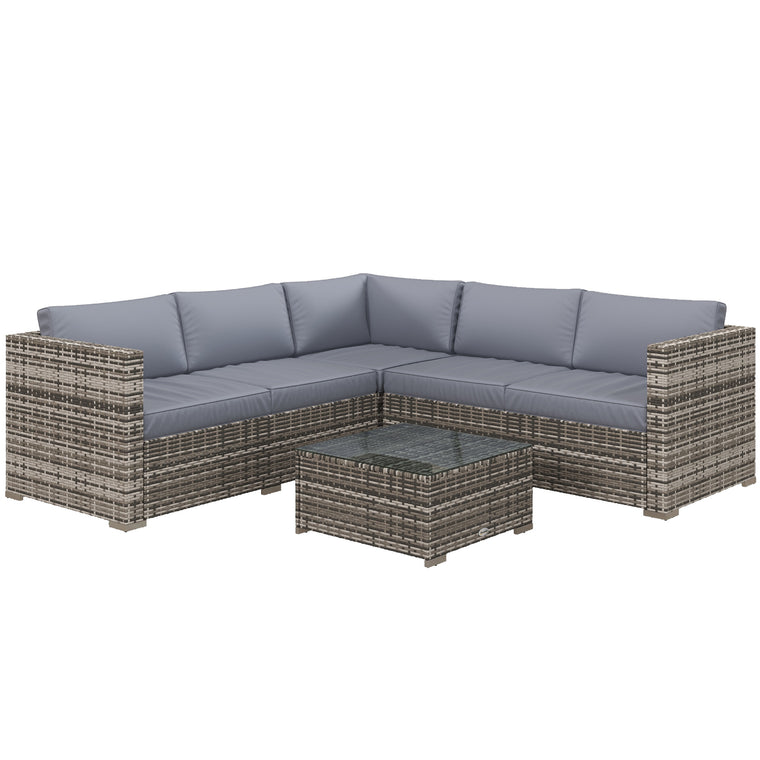 4-Piece Rattan Wicker Conversation Set with Corner Sofa