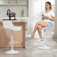 Counter Height Bar Stools Set of 2, Streamlined Bar Chairs with Adjustable Height and Swivel PU Leather Seat, White