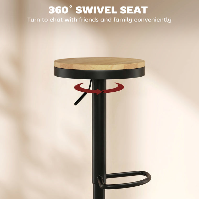 Set of 2 Swivel Wood Bar Stools