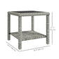 19" Outdoor Wicker Coffee Table with Glass Top, Storage Shelf for Garden Porch Balcony Deck, Dark Grey