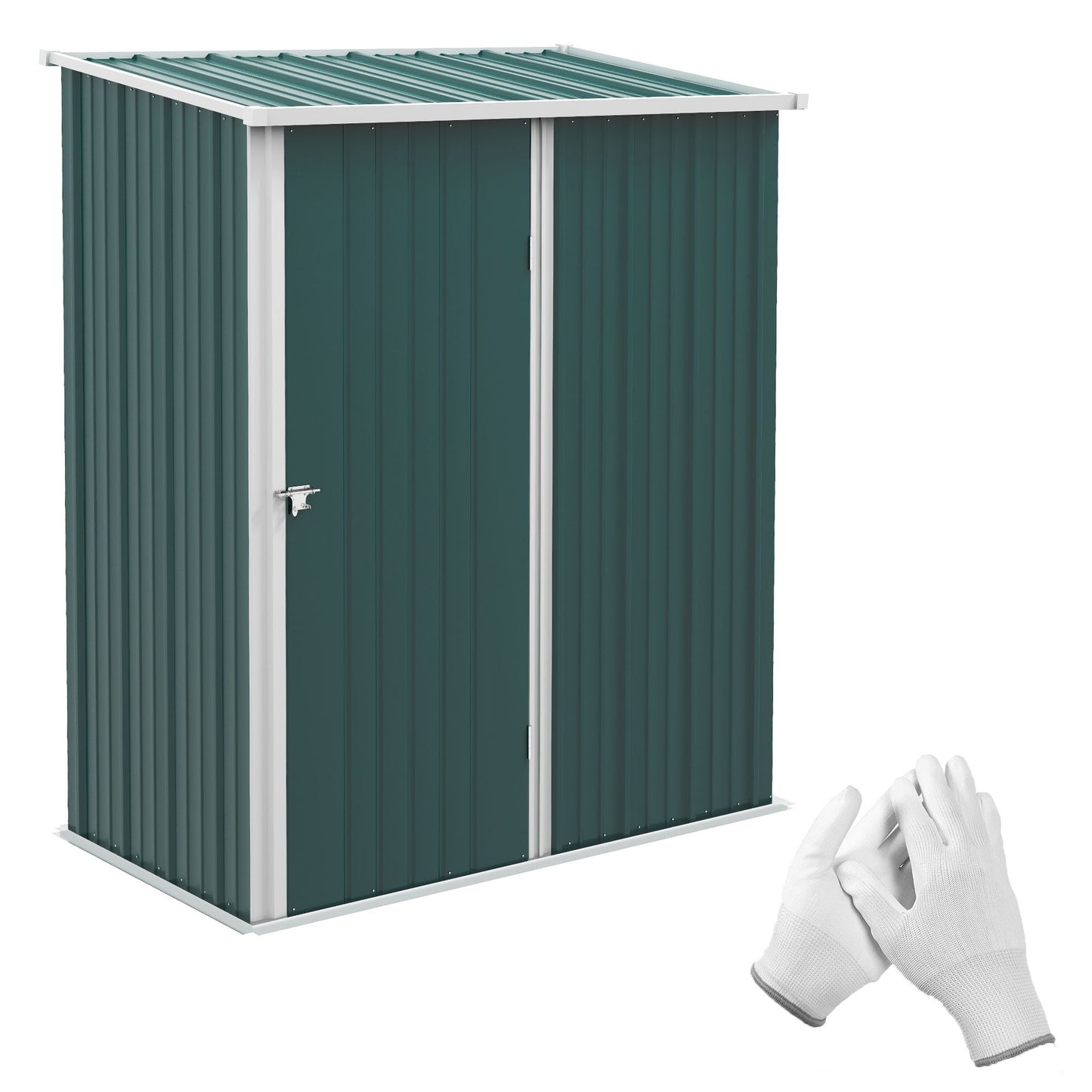 5' x 3' Outdoor Storage Shed, Steel Garden Shed with Single Lockable Door, Tool Storage Shed for Backyard, Green