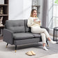 55" Loveseat Sofa, Linen Love Seat w/ S spring, Steel Legs and Button Tufting, Small Couch for Living Room, Dark Grey