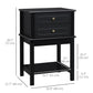 Modern Sofa Side Table, Accent End Table with Drawers and Storage Shelf, Nightstand for Bedroom Living Room, Black