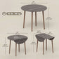 35" Folding Dining Table, Collapsible Drop Leaf Table with Round Tabletop, Wood Legs, Distressed Light Grey