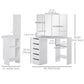 Corner Dressing Table, Makeup Desk with 3-piece Mirror and 5 Drawers, White