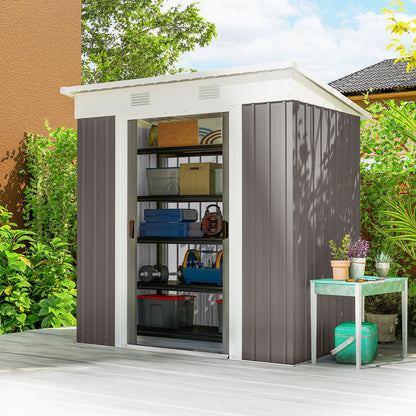 6' x 4' Metal Tool Shed with Lockable Sliding Doors and Vents
