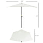 9ft Half Patio Umbrella Round Balcony Umbrella Waterproof Window Sun Shade w/ 5 Ribs Beige