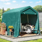 7.9' x 6.6' Garden Storage Tent, Patio Storage Shelter w/ Metal Frame and Double Zipper Doors, Green