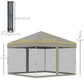 10' x 10' Pop-Up Party Tent Outdoor Canopy Tent with Mesh Sidewalls, 3-Level Adjustable Height, Roller Bag, Beige