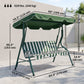 Outdoor Porch Swing with Adjustable Canopy, 3-Seater Patio Swing Chair with Cushion, Green