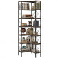 6-Tier L-Shaped Corner Bookcase with Metal Frame - Rustic Brown