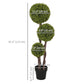 45 Inch Potted Fake Plant, Artificial Boxwood Topiary Tree, Triple Ball Tree for Indoor and Outdoor, Green