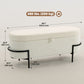 Storage Ottoman with Lift-Up Lid and Steel Legs, 45 Inches Sherpa Fleece Storage Chest for Living Room, Cream White