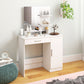 Vanity Desk with Mirror, Makeup Vanity w/ Drawer, Open Compartment and Shelves, Cabinet, Adjustable Shelves for Bedroom