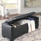 Benches - Black - Upholstered Storage Bench - Faux Leather